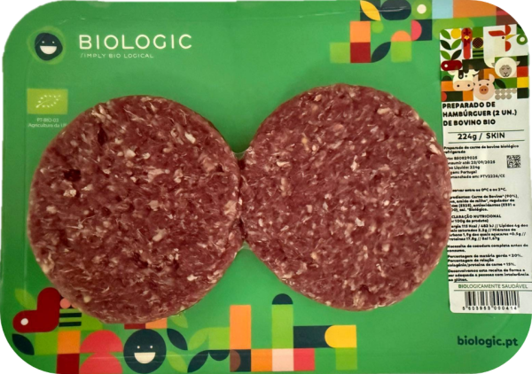 BEEF BURGER PATTY (2 PCS) BIO – SKIN - FRESH - 224 G