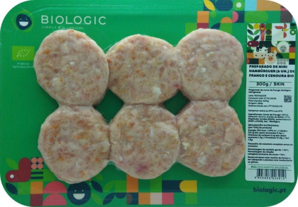 PREPARADO DE MINI HAMBÚRGUER (6 UN.) DE FRANGO E CENOURA BIO - SKIN - FRESCO - 300 G